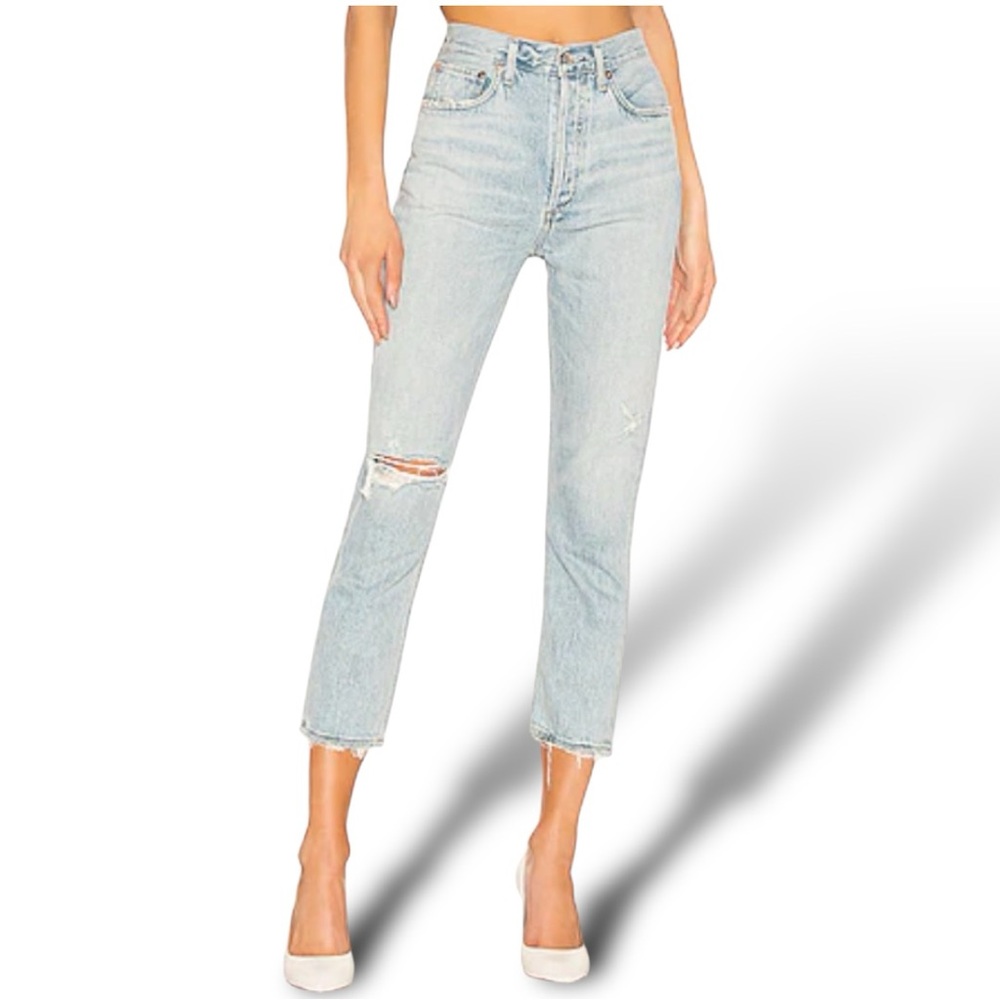 Agolde Riley High Rise Straight Crop In Shatter Size 25